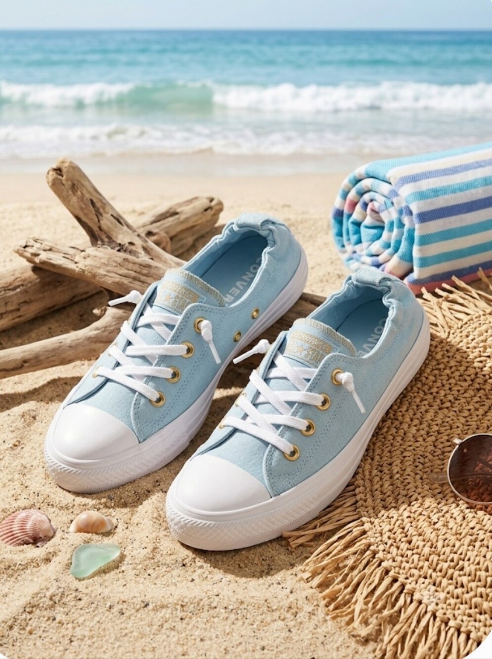 Converse Chuck Taylor All Star Shoreline Blue/Egret Gold Accents Sz 9